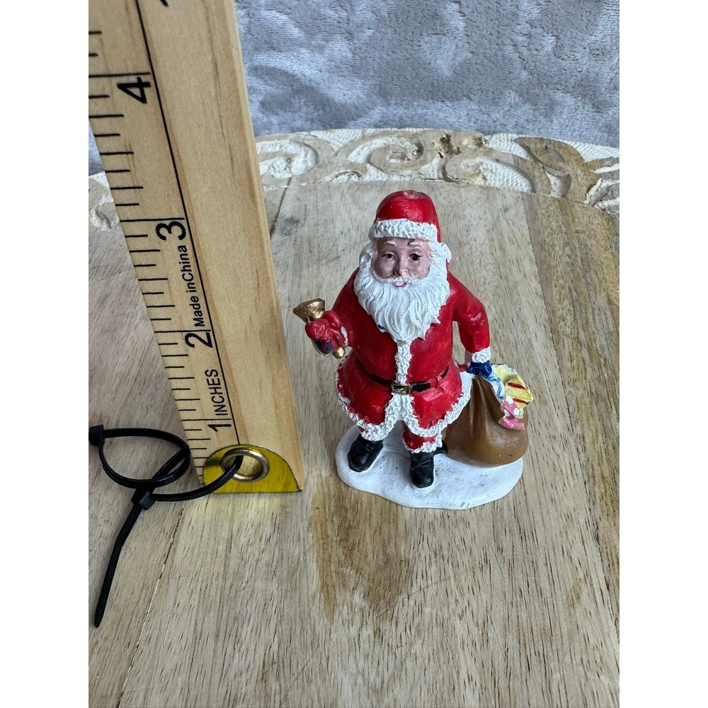 Vintage Santa Claus Figurine with Bell and Gift Sack Christmas‎ Decor 3.25in